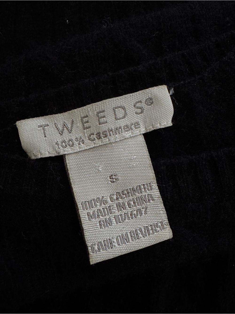 Vintage Tweeds 100% Cashmere Cable Knit Crewneck Sweater Black Size S - Picture 5 of 6
